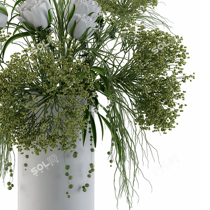 Elegant Blooms Bouquet Set 3D model image 2