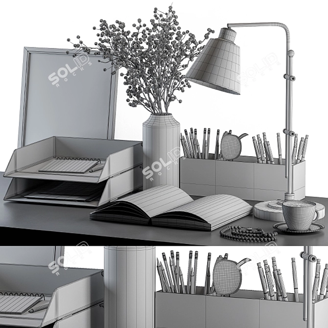 Elegant Reading Desk Set 3D model image 3