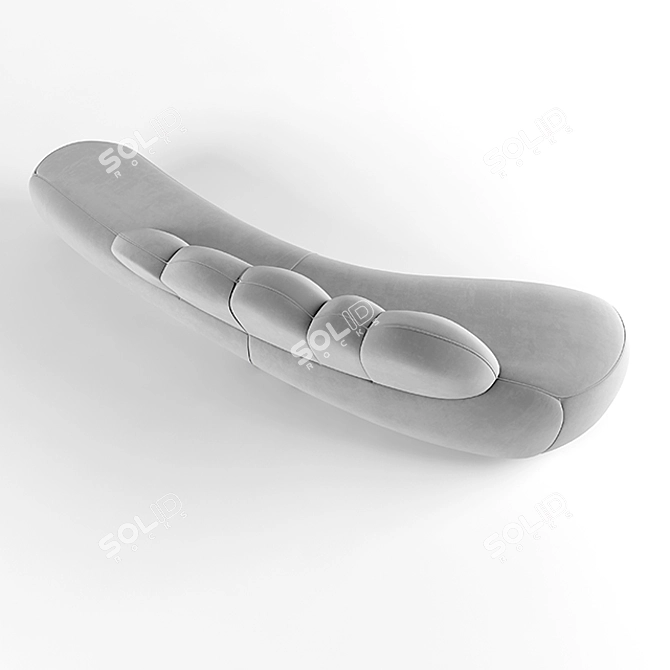 Luxury Gray Curve Sofa: Modern Design 3D model image 3