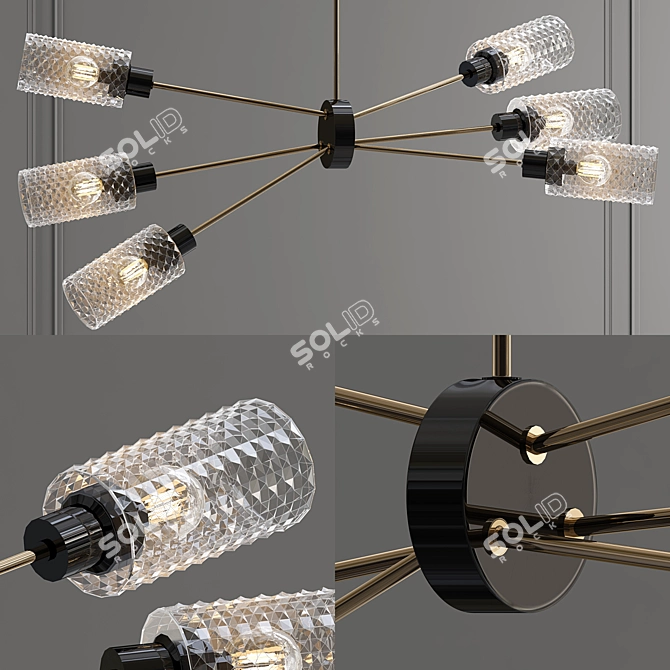 Sputnik Inspired Six Cylinder Chandelier 3D model image 1