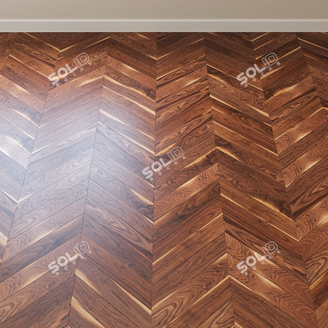 Classic Walnut Chevron Parquet 3D model image 3