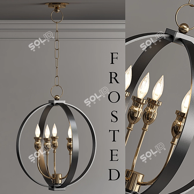 Elegant Frosted Gold Candles 3D model image 2