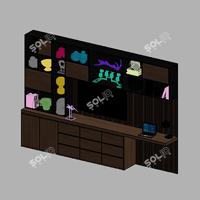 Sleek Modern TV Stand - 55 3D model image 2