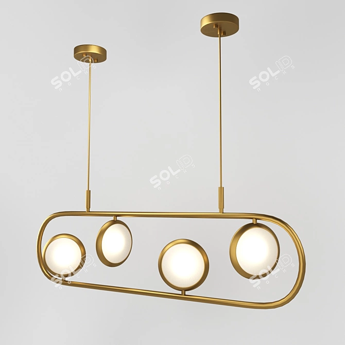 Modern Brass Pendant Light with Glass Shades 3D model image 1