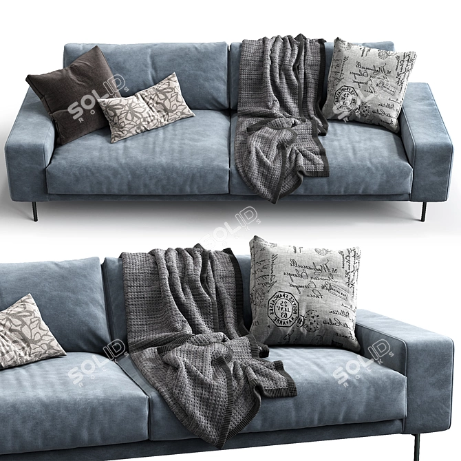 Modern Triple Sofa by B&T Design 3D model image 5