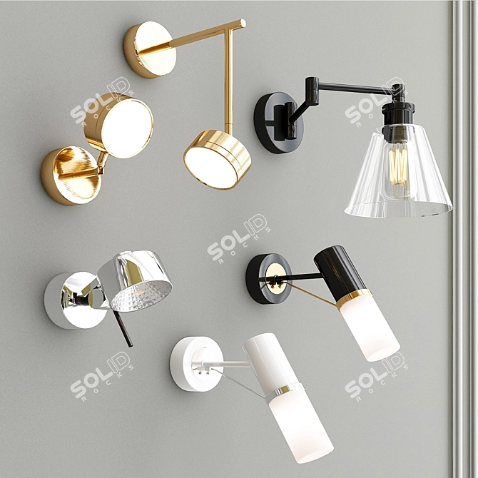 Sleek Wall Fixtures 3D model image 2