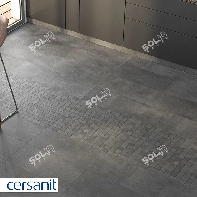 Cersanit Townhouse Dark Gray Porcelain Tile 3D model image 2