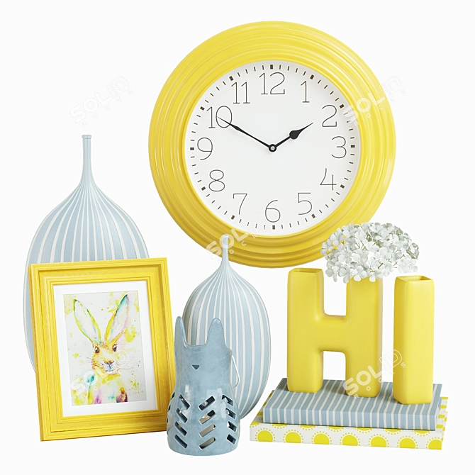 Vibrant Harmony: Yellow & Blue Home Decor 3D model image 1