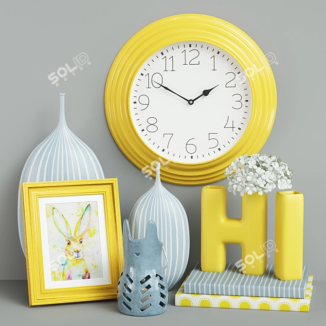 Vibrant Harmony: Yellow & Blue Home Decor 3D model image 2