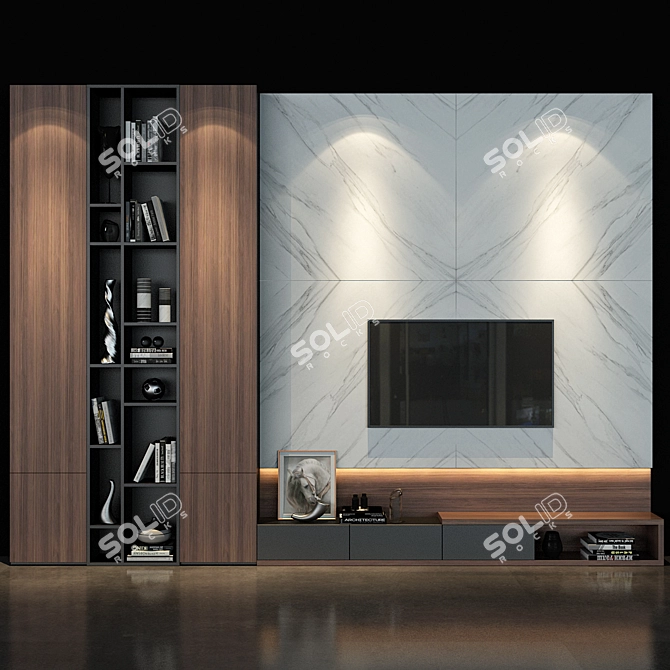 Versatile TV Wall with Decor 3D model image 1