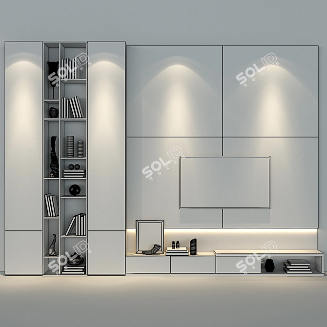 Versatile TV Wall with Decor 3D model image 2