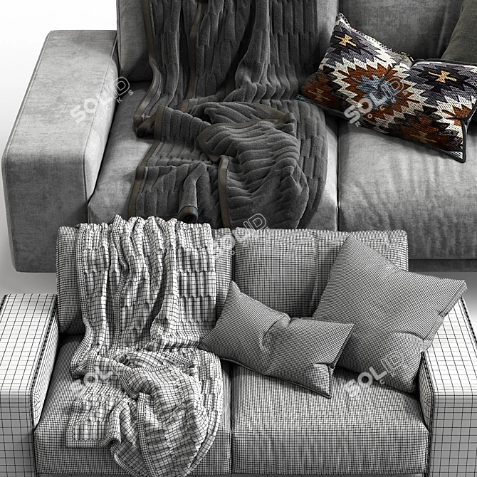 Modern B&T Design Sofa 3D model image 4