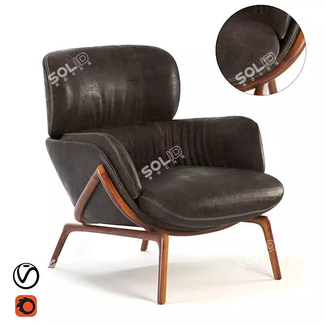 Luca & Elysia Armchair 3D model image 1