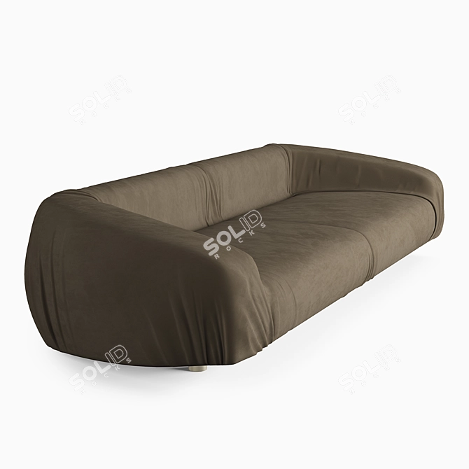 Sleek Fold Leather Sofa 3D model image 2