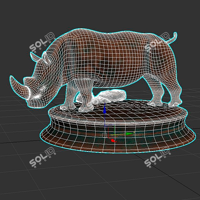 Copper Rhino Sculpture 3D model image 3