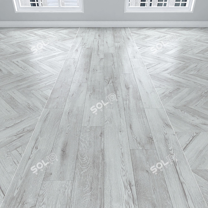 White Oak Parquet: Herringbone, Linear, Chevron 3D model image 1