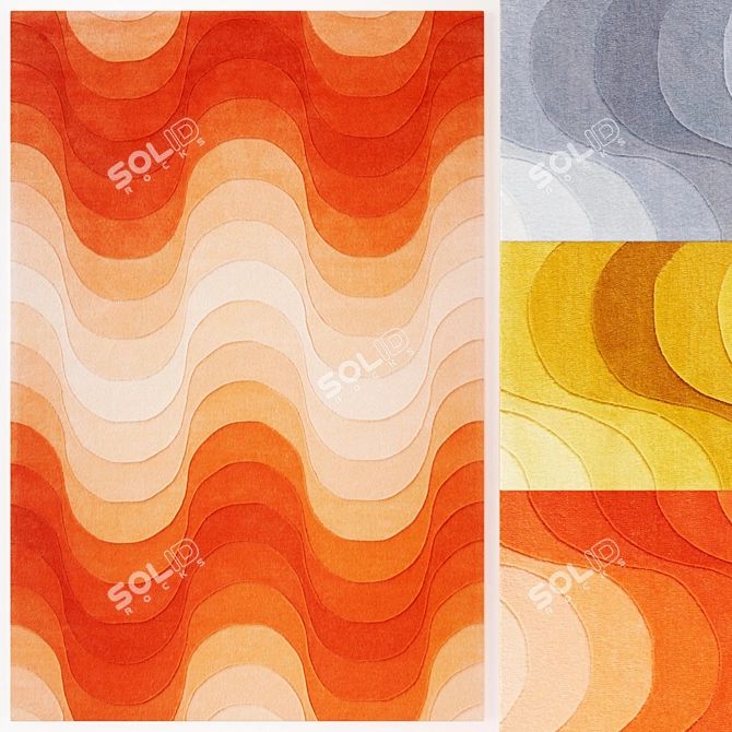 Elegant Wave Rug Set 3D model image 2