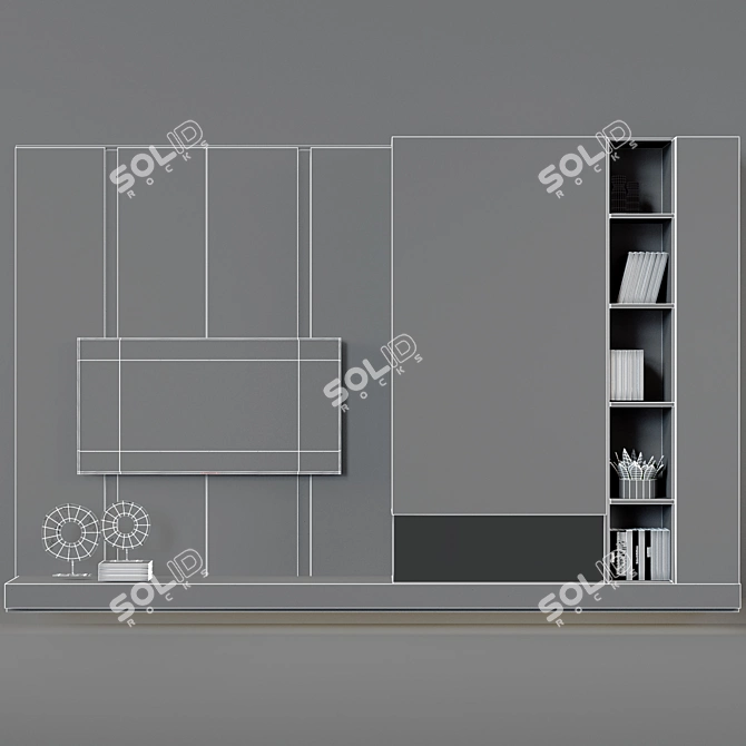 Title: Modern TV Wall with Fireplace 3D model image 4