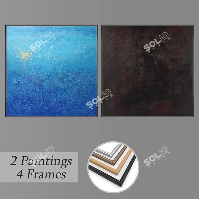 Elegant Set of Wall Paintings 3D model image 1