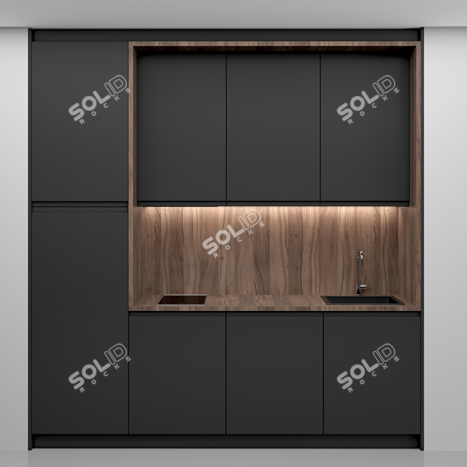 Modern Kitchen Unit: Compact, Stylish, and High-Quality 3D model image 1