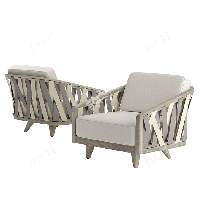 Weathered Grey Teak Outdoor Lounge Chair 3D model image 1