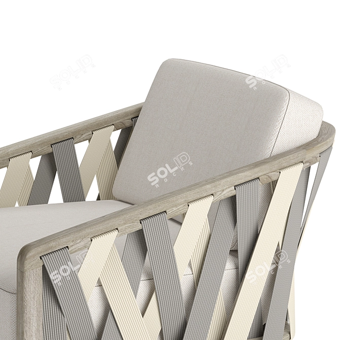 Weathered Grey Teak Outdoor Lounge Chair 3D model image 2