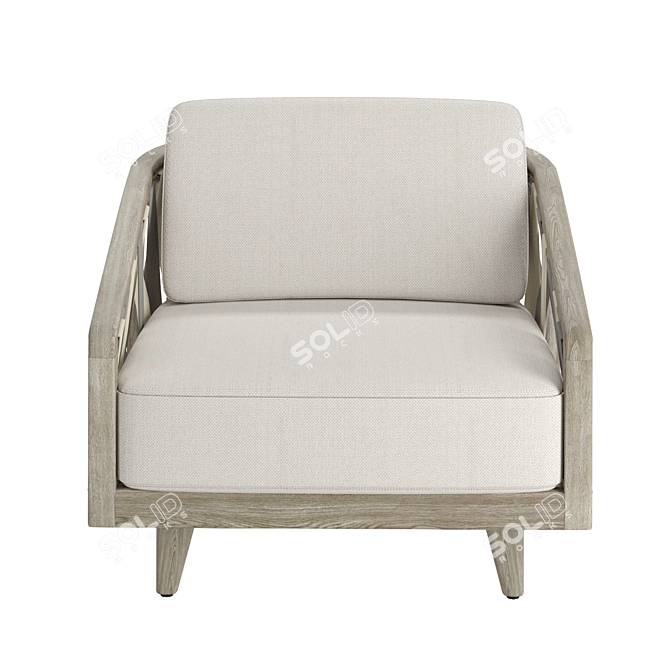 Weathered Grey Teak Outdoor Lounge Chair 3D model image 3