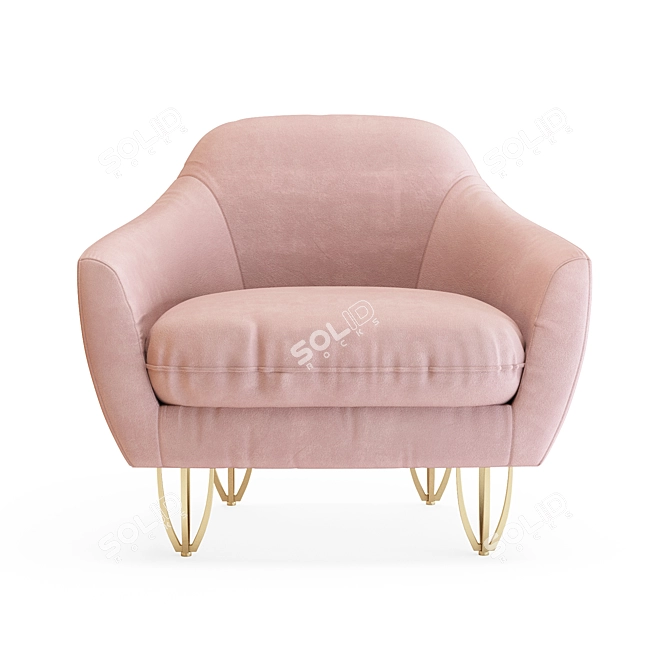 Velvet Lily Armchair: Pink Elegance 3D model image 2