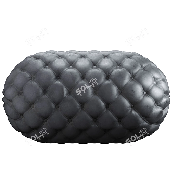 Sleek Black Leather Chesterfield 3D model image 2