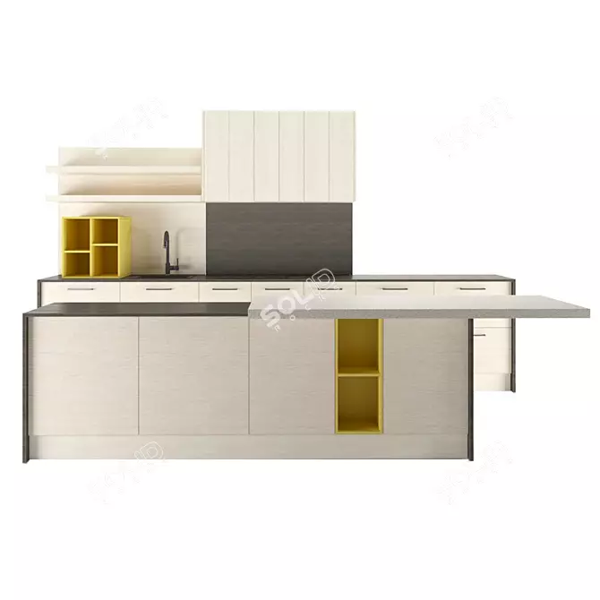 Modern Style Arredo3 Round Kitchen 3D model image 6