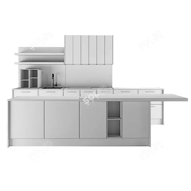 Modern Style Arredo3 Round Kitchen 3D model image 10