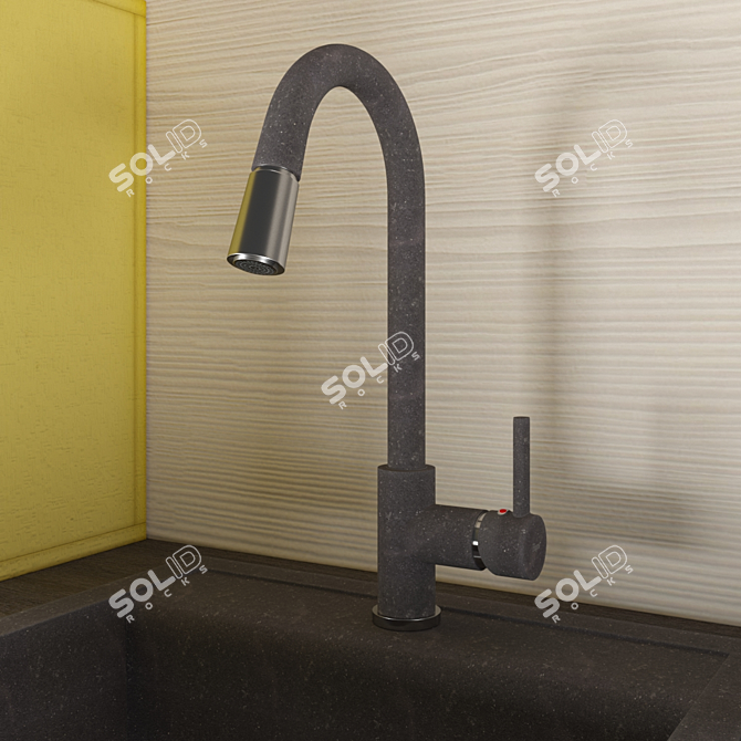Florentina Lipsi 460 Black: Stylish Sink & Mixer Set 3D model image 3