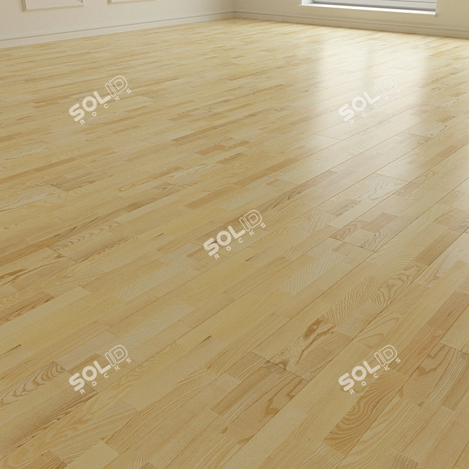 Natural Ash Parquet Flooring: Volume Fragment 3D model image 2