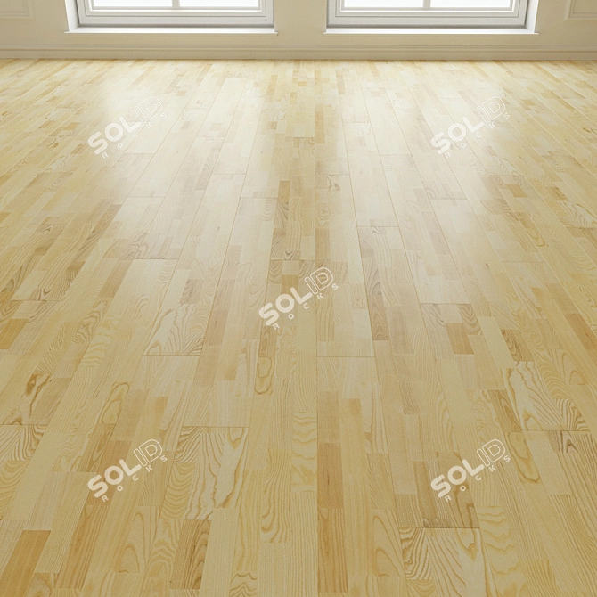 Natural Ash Parquet Flooring: Volume Fragment 3D model image 3