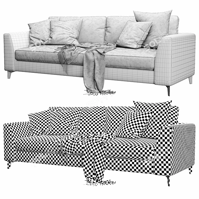 Modern Meridiani Louis Up Sofa 3D model image 4