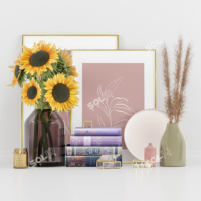 Vibrant Sunflower Decor Set 3D model image 1