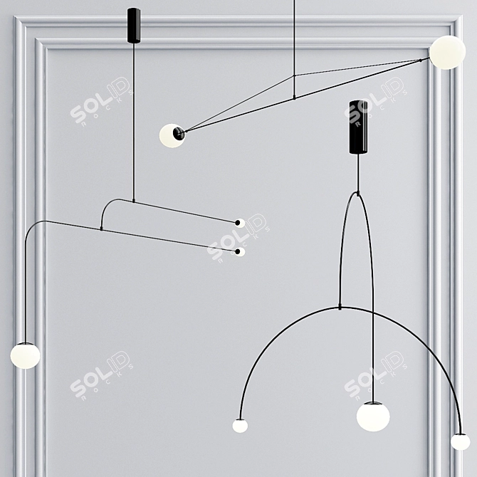 Sleek Line Pendant Lights 3D model image 1