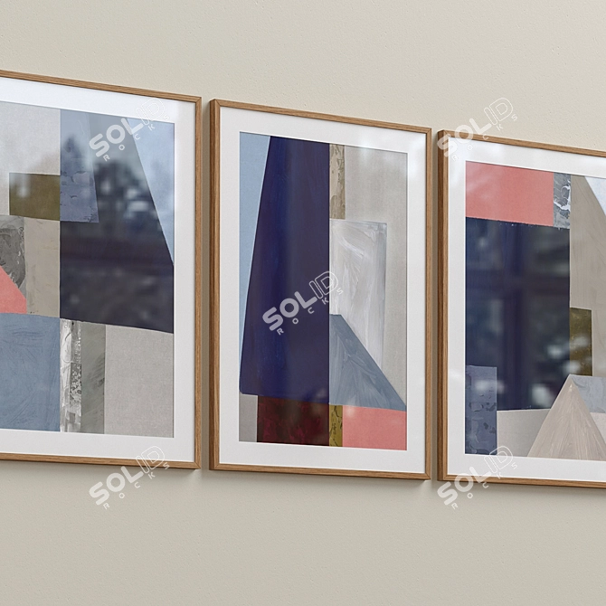 Modern Abstract Framed Print Set 3D model image 2
