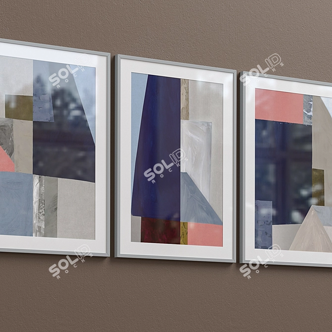 Modern Abstract Framed Print Set 3D model image 4