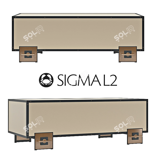 Italian Ivory Lacquered Console with Brass Details 3D model image 2