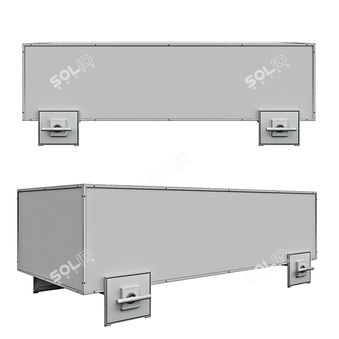 Italian Ivory Lacquered Console with Brass Details 3D model image 3