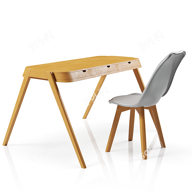 Modern Minimalist Dining Set: Shelter Table with Hudson Chairs 3D model image 1