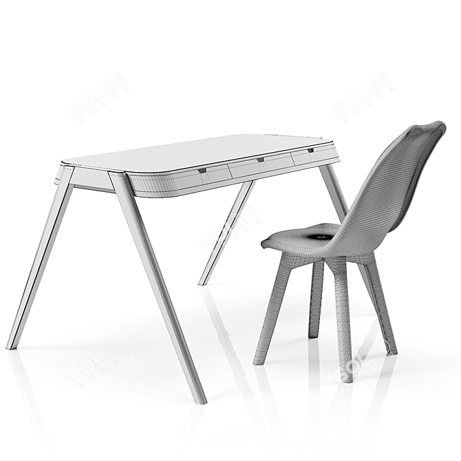 Modern Minimalist Dining Set: Shelter Table with Hudson Chairs 3D model image 2