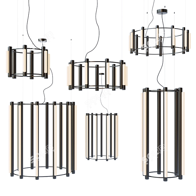 Modern Pipeline Chandelier: Elegant Illumination 3D model image 1