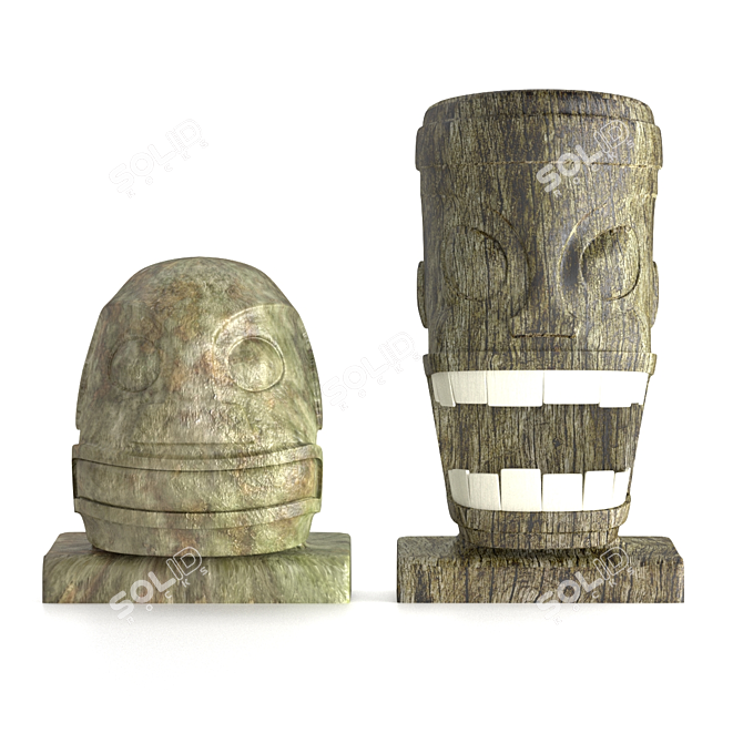 Whimsical Tiki Friends 3D model image 2