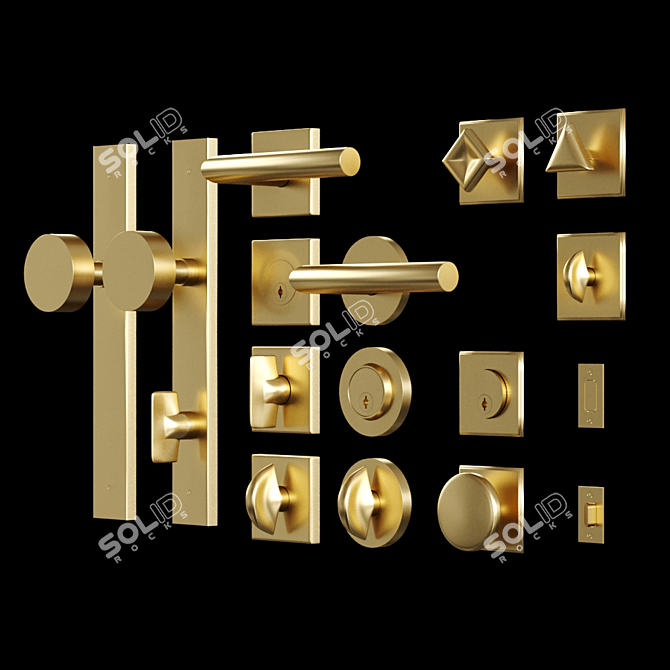 School House Door Handle Set 02: Elegant & Durable 3D model image 1