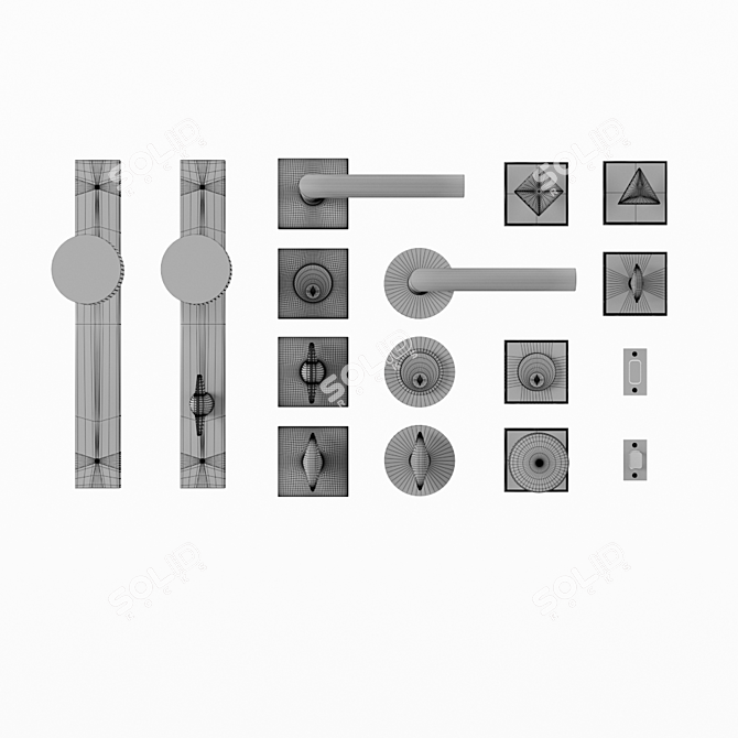 School House Door Handle Set 02: Elegant & Durable 3D model image 4