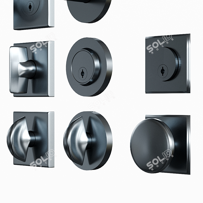 School House Door Handle Set 02: Elegant & Durable 3D model image 5