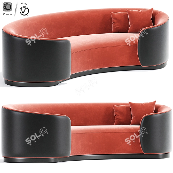 Velvet Curve Sofa: Eden Rock Collection 3D model image 1