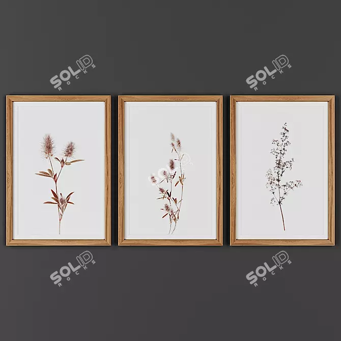 Wooden Frame Art Set 3D model image 1